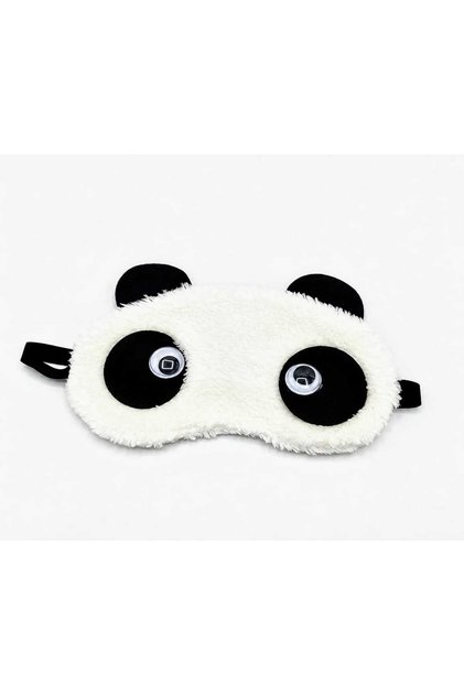 Sevimli Peluş Panda Uyku Bandı Kalpli & Oynar Gözlü