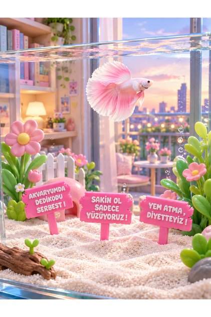 Set of 3 Aquariums - Gossip Is Prohibited! Feeding the Animals We'Re on a Diet! And Keep Calm, We'Re Floating! Aquarium Decoration
