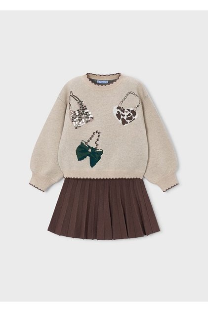 Girl's Skirt Set Brown