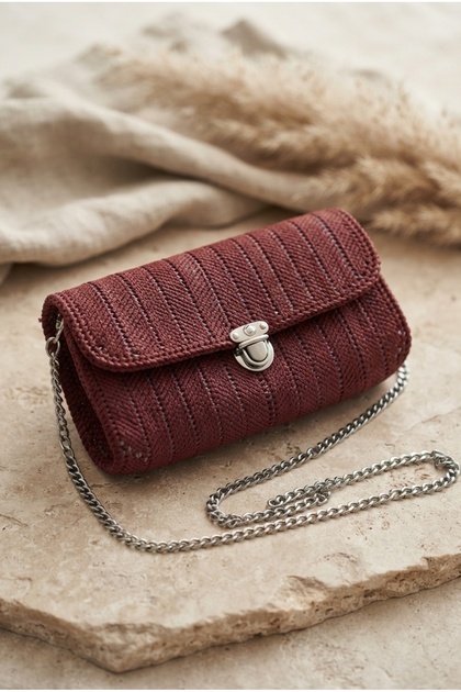 Hand Knitted Canvas Bag
