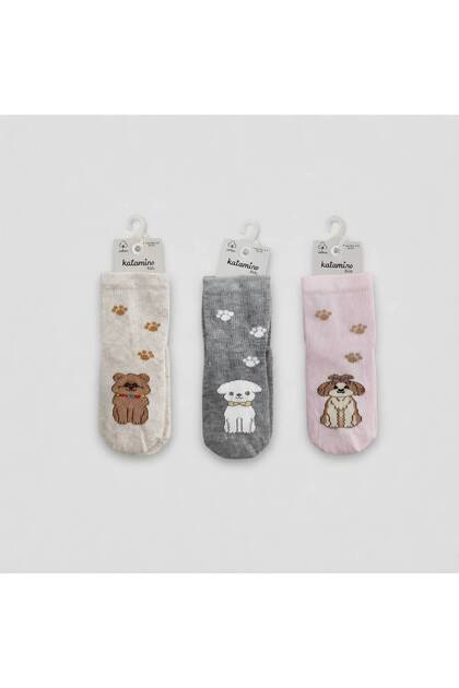 Körfez Animal Patterned Cotton Girls' Socks – Pack of 3