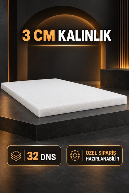 32 DNS 3 cm Kalınlığında Sünger – Döşemelik, Minder ve Yatak Süngeri – ÖZEL ÖLÇÜ HAZIRLANIR