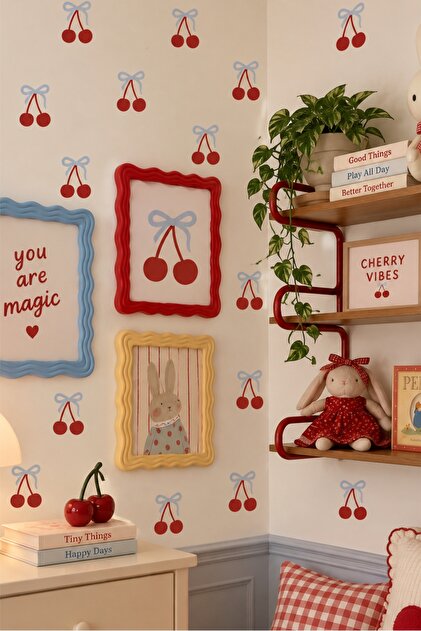 Fiyonklu Kirazlar Çocuk Odası Duvar Stickerı