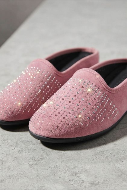 Luxury Women's Daily Slippers with Stone Accessories, Dowry Guest House Slippers