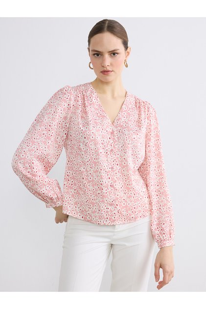 V-Neck Floral Blouse