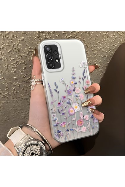 Samsung Galaxy A52/A52S Compatible Light Purple Lavender and Wildflower Case, Raised Lens Protection