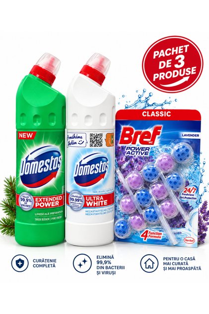 Συσκευασία 2x 750 ml υγρό WC + Power activ λεβάντα 3