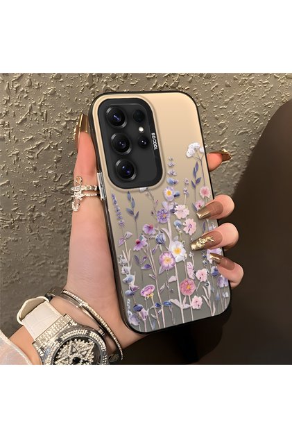 Samsung Galaxy S25 Ultra Compatible Light Purple Lavender and Wildflower Case, Elevated Lens Protection