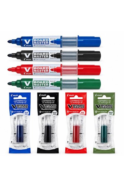 Set de 4 markere VBoard pentru tablă albă și 4 rezerve