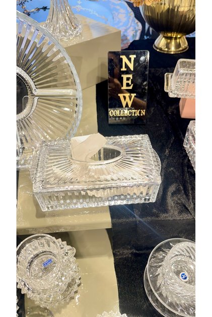 ESTERHOMEDECOR Kapaklı dikdörtgen cam peçetelik 25*12cm jtn019