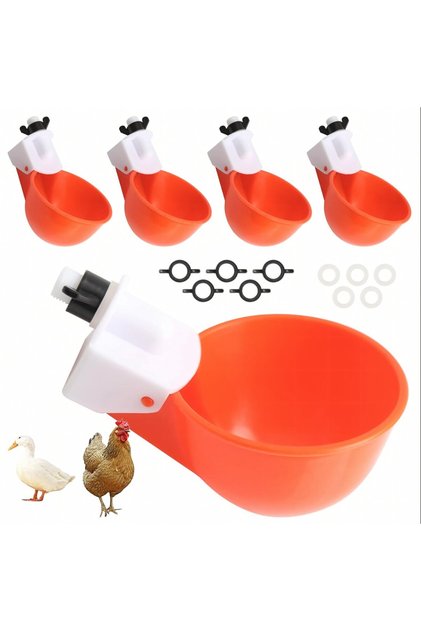 Set 5 cupe adapare automate pasari, montare pe galeata sau rezervor, plastic, 9.7 x 4 x 5.8 cm