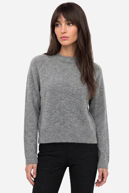 Women's Gray Melange Crew Neck Sweater