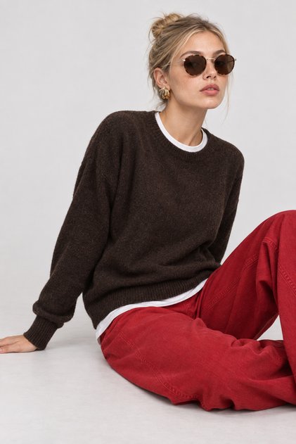 Wool Blend Oversize Knitwear Sweater 4270 Lki̇0062 Aci Brown