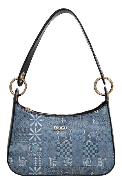 Women's Vegan Leather Blue Shoulder Bag - Blue Motif Design
