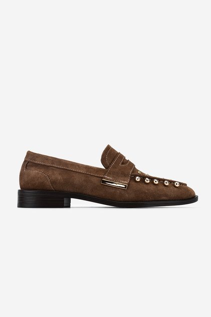 Kadın Hakiki Deri Kahverengi Loafer Ayakkabı