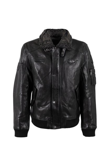 Geaca de Iarna din Piele Barbati Neagra MMFiort