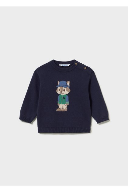 Baby Boy Printed Sweater Navy Blue 2377