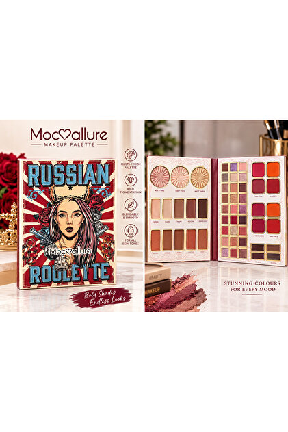 Mocallure Russian Roulette Makeup Palette – Multi-Color Eyeshadow, Blush, Contour & Highlighter Palette