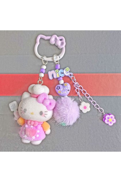 B New Plush Hello Kitty MIU Series Dopamine Phone with Pendant DIY Bag Charm Keychain Accessories Fa
