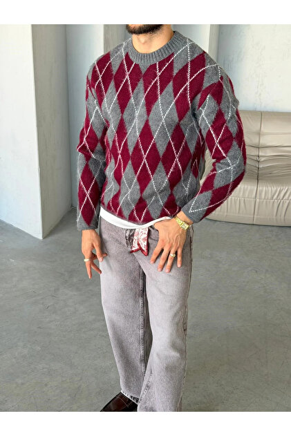 Baklava Patterned Soft Textured Knit Sweater