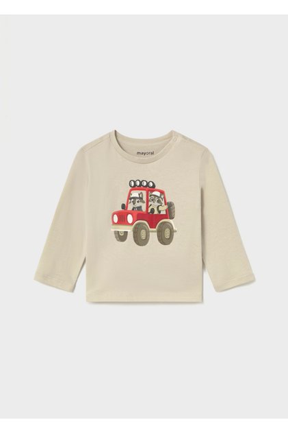 Baby Boy Printed Long Sleeve T-Shirt Beige 2012