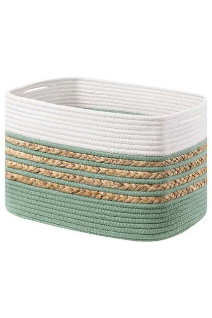 Rectangle Cotton Rope Storage Basket with Handles - Woven Organizer for Toys, Towels, Ideal for Home Bedroom & Living Room