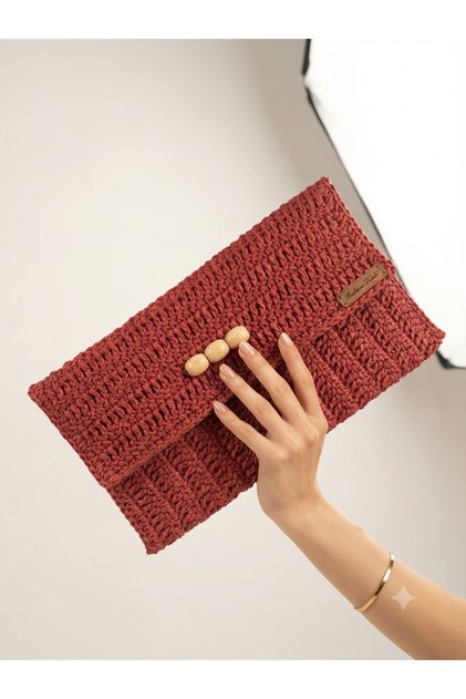 El Örgüsü Clutch Hasır Çanta