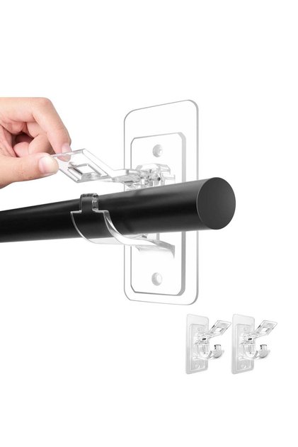 2-Pack No Drill Needed Curtain Rod Holders Brackets, Self Adhesive Rod Holder Hooks, Multipurpose N