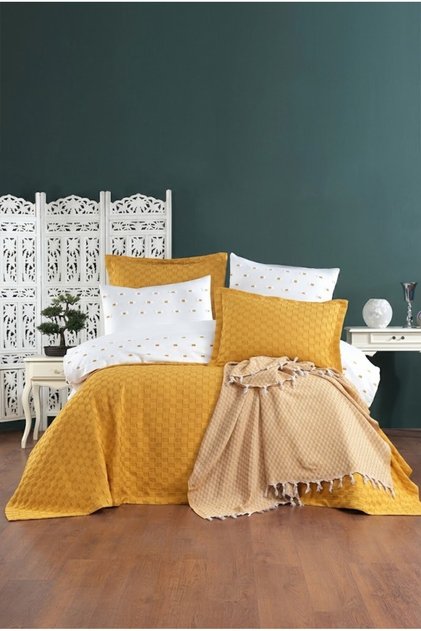Concept Duvet Cover Set + Bedspread Set 10 Pieces - Mustard