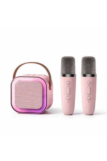 Boxă portabilă de karaoke, Bluetooth 5.3, 5-10W, Set de 2 microfoane wireless, LED RGB, 4 volumuri