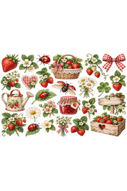 Strawberry Themed Sticker Set (21X30 cm 1 Piece)