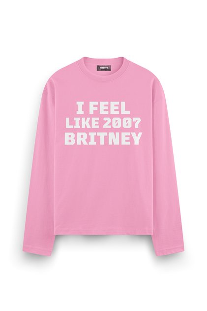 Britney 2007 Printed Long Sleeve Oversize Fit T-Shirt Pink