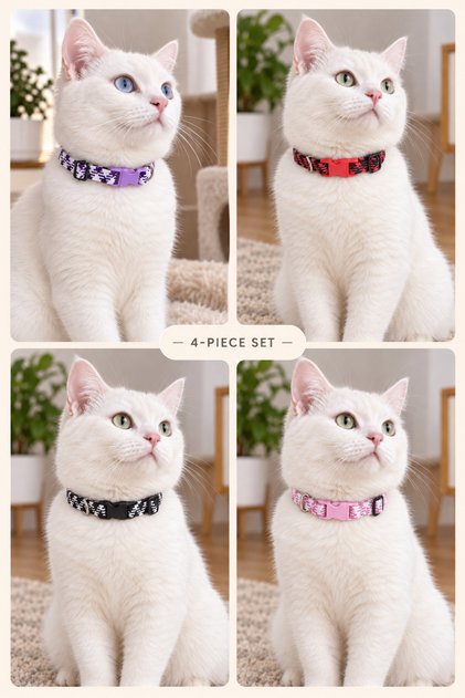 Set of 4 Elastic Adjustable Cat Collars