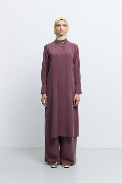 %100 Lyocell Yan Cepli Rahat Pantolon - Bordo