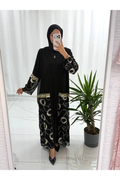 PAYET İŞLEMELİ ABAYA TAKIM
