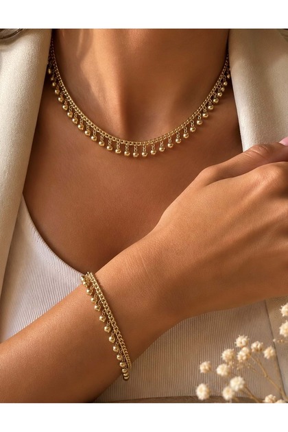 XUPING 14K GOLD RENK DORİKA SALLANTILI KOLYE VE BİLEKLİK SETİ ACR9756