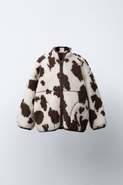 Children's Patterned Zippered Plush Jacket