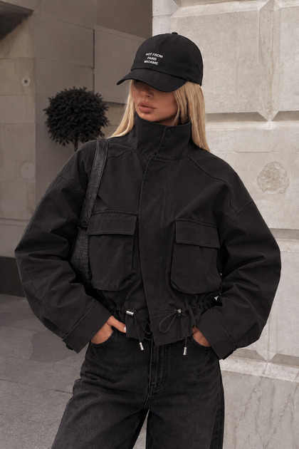 Lorven Oversize Siyah Viral Kadın Mont