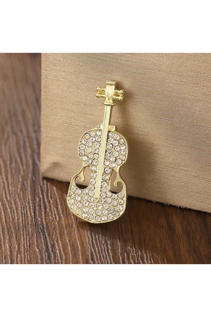 Keman model Yaka iğnesi-broş 4 cm yükseklik