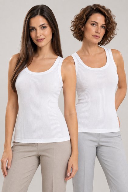 Women's 2-Pack 95% Cotton Report Combed Cotton Camisole U-Neck Wide Strap Tank Top - Flexible Soft Daily Undergarment