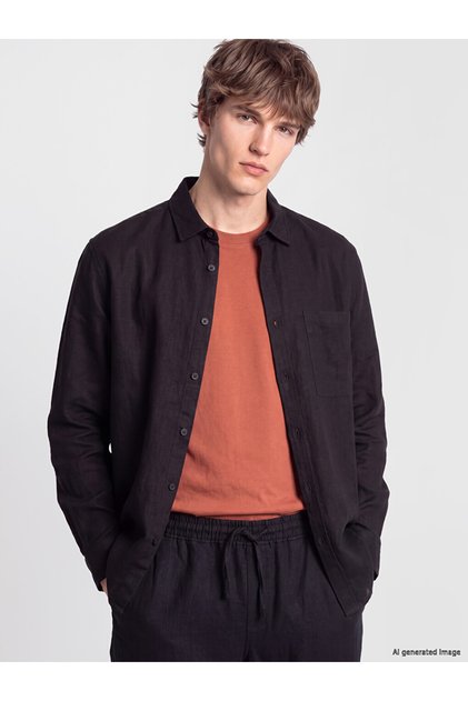 Özmarka New Season Black Regular Fit Men's Shirt