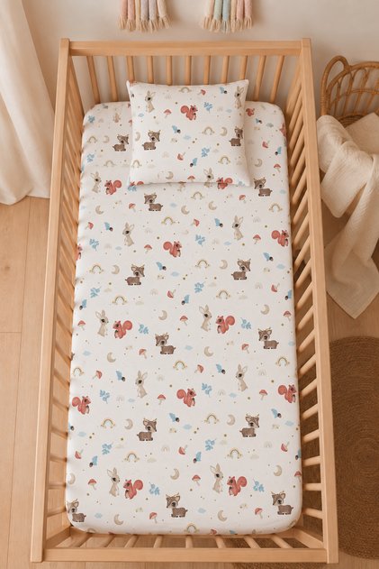 100% Cotton Ranforce Elastic Sheet Set - Park Bed 70X120 cm - 35X45 cm Pillowcase