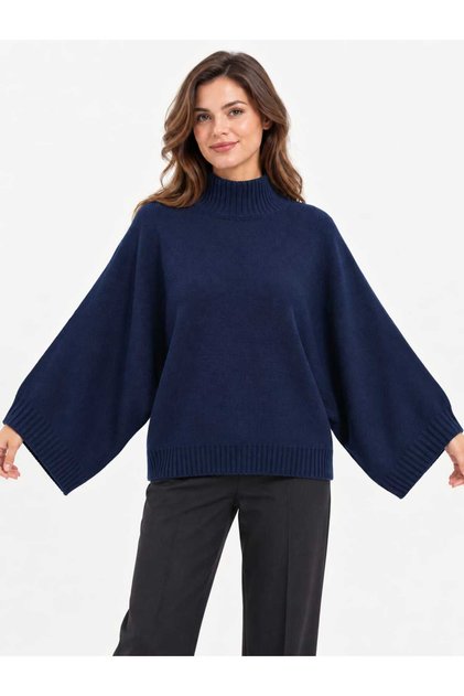 Asez Boutique Women's Turtleneck Bat Sleeve Oversize Knitwear Sweater