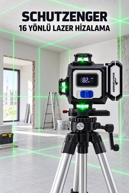İKİLİ 16 YÖNLÜ DİJİTAL EKRANLI LAZER TERAZİ SETİ TRİPODLU KUMANDALI VE LAZER ÖLÇERLİ 80m USTA SETİ