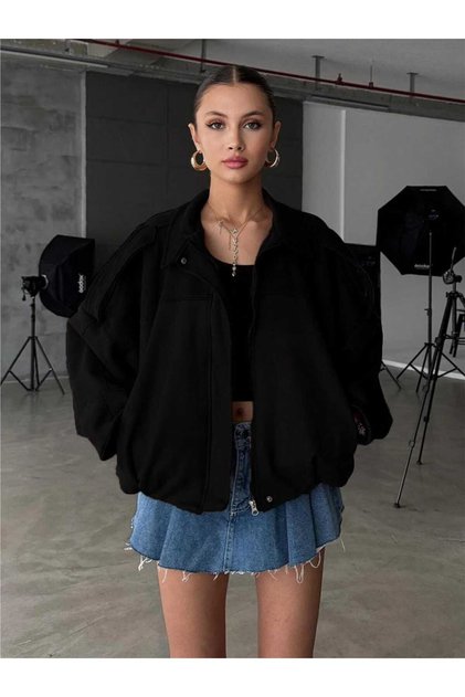 Oversize Premium Women's Bomber Khaki Suede Leather Jacket