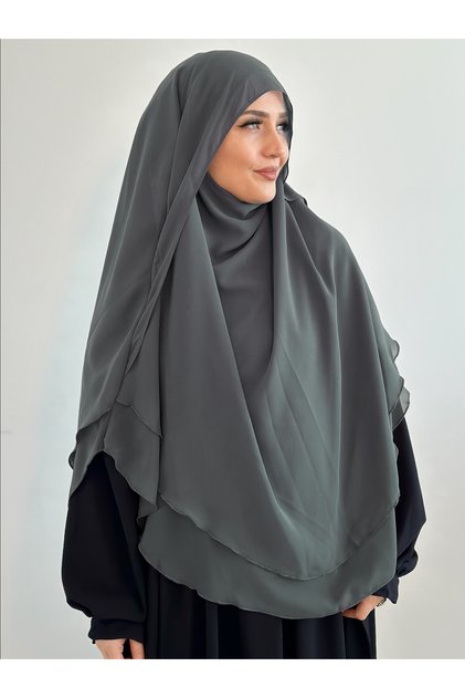 Gölgelik Şifon Sufle Khimar Şal Antrasit