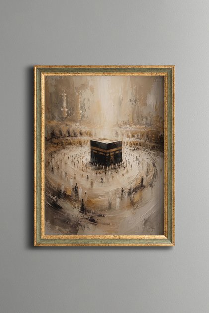 Tawaf in Kaaba - Vintage Patterned Painting - Fine Model
