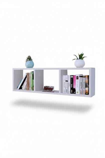Yatay Raf Dekoratif Raf Aksesuar Raf Kitaplık Beyaz 90 X 25 X 17 CM