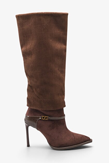 Kelasy Women's Accessory Boots - Brown Suede Crocodile
