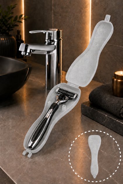 Shaving Razor Box - Travel Box - Shaving Kit Organizer - Shaving Box - Shaving Razor Container - Shaver Box (Silver)